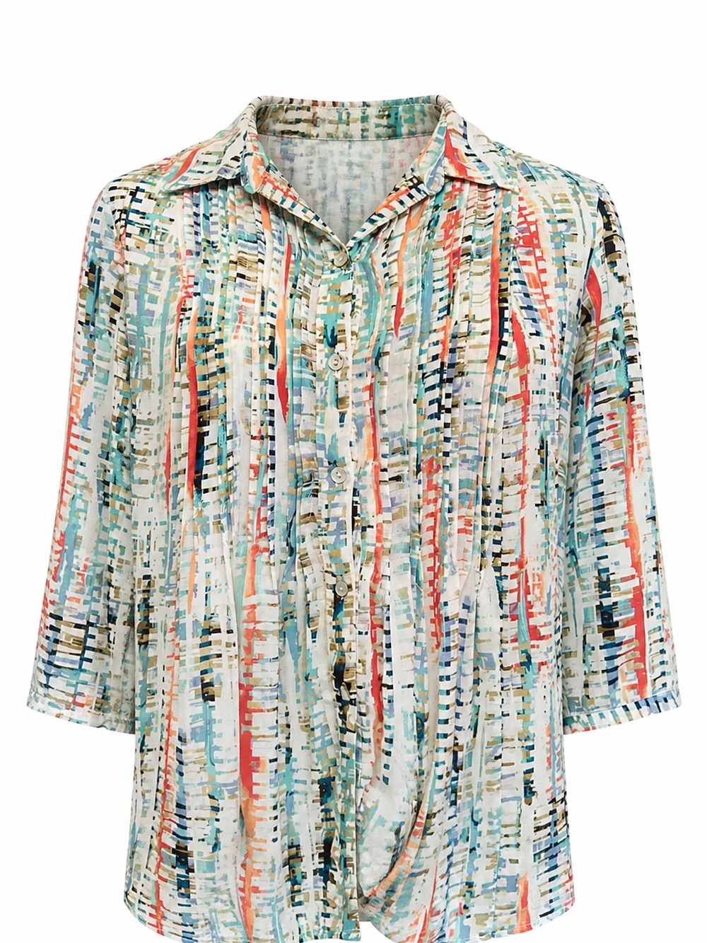 Investment II Lightweight Abstract Stripe Button-Front Shirt - Multi color #161